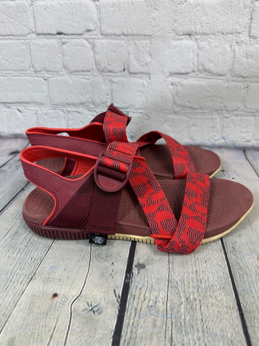 Chaco Red and Burgundy Strappy Sandals